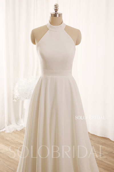 Ivory Small A Line Halter Crepe Wedding Dress 724A9289