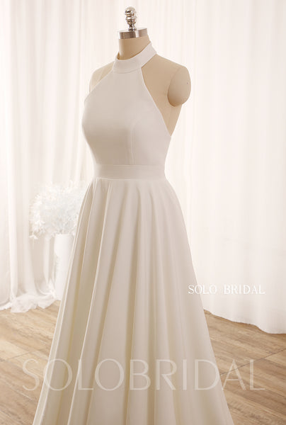 Ivory Small A Line Halter Crepe Wedding Dress 724A9289