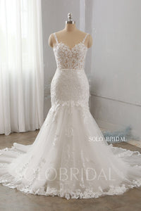Ivory off white seen through appliqued mermaid wedding dress 724A9951