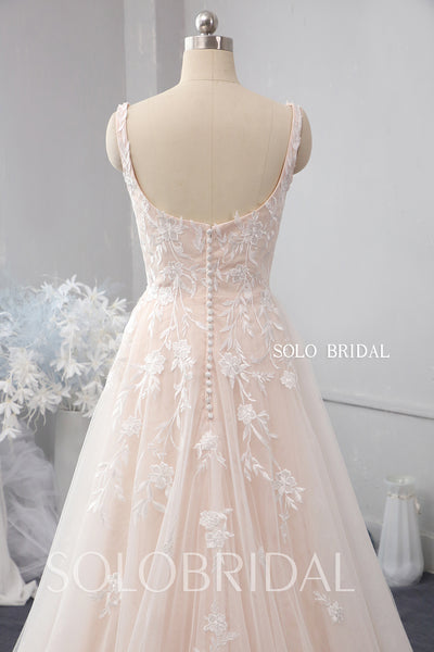 Blush pink A line tulle wedding dress 724A9959