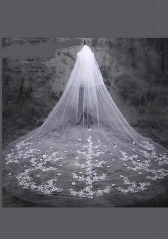 Cathedral Wedding Veil with Lace Appliques