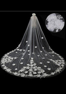 1 Tier Cathedral Sequins Lace Wedding Veil