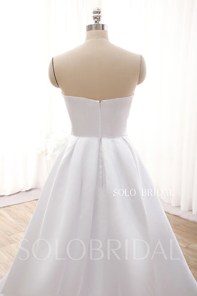 DPP_0001 Hot Sale White Popular Split Satin Pleated with Pearls A Line Wedding Dress