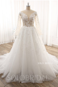 Ivory Seen Through Top Plain Tulle Skirt A Line Wedding Dress DPP_0016