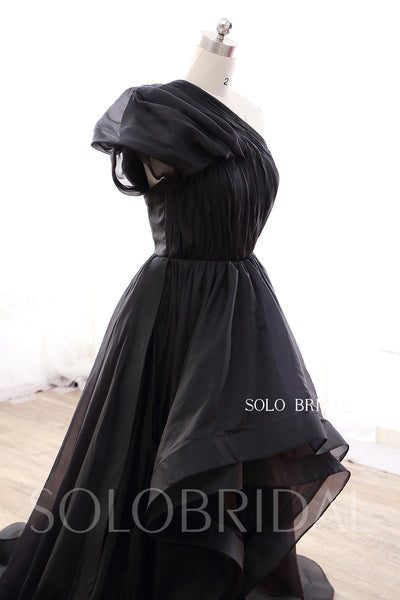 Black Ball Gown One Shoulder Organza Wedding Dress DPP_0021
