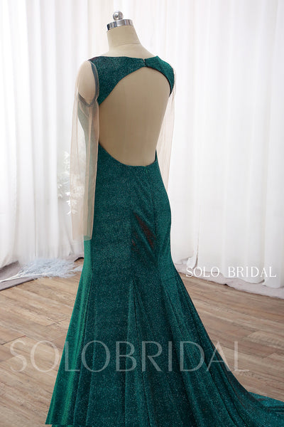 Green Fit and Flare Keyhole Sparkly Prom Dress DPP_0004