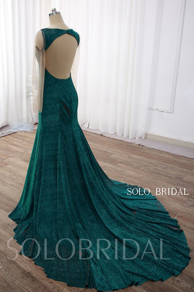 Green Fit and Flare Keyhole Sparkly Prom Dress DPP_0004