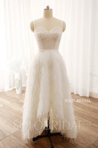 Feather Diamond 2022 New Style High Low Wedding Dress DPP_0033