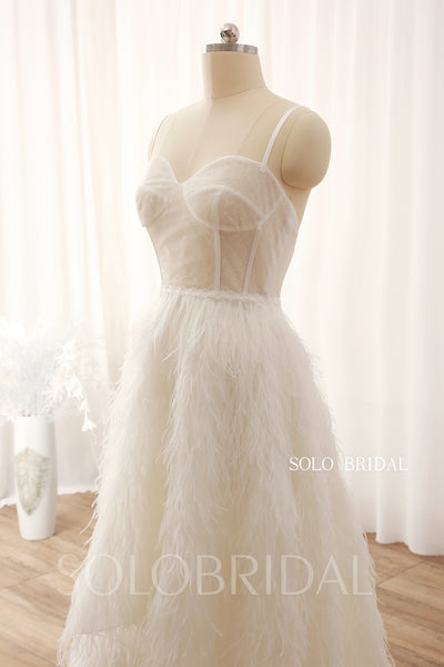 Feather Diamond 2022 New Style High Low Wedding Dress DPP_0033