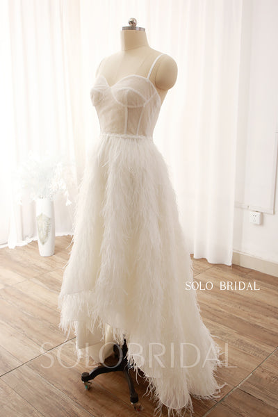Feather Diamond 2022 New Style High Low Wedding Dress DPP_0033