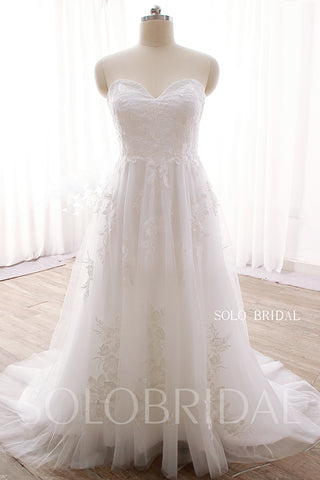 DPP_0041 Ivory Sweetheart Strapless Court Train A line Wedding Dress