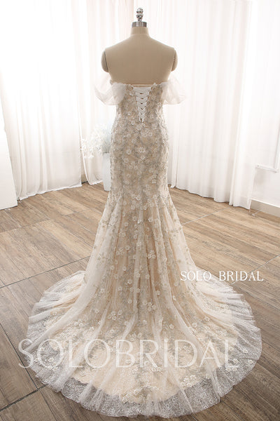 Champagne Fit and Flare Overskirt Heavy Beading Wedding Dress DPP_0016