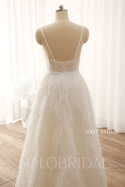 Feather Diamond 2022 New Style High Low Wedding Dress DPP_0033