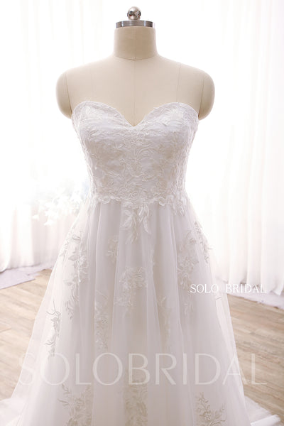 DPP_0041 Ivory Sweetheart Strapless Court Train A line Wedding Dress