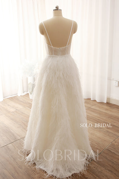 Feather Diamond 2022 New Style High Low Wedding Dress DPP_0033