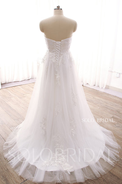 DPP_0041 Ivory Sweetheart Strapless Court Train A line Wedding Dress