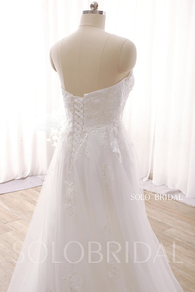 DPP_0041 Ivory Sweetheart Strapless Court Train A line Wedding Dress