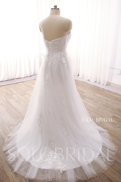 DPP_0041 Ivory Sweetheart Strapless Court Train A line Wedding Dress