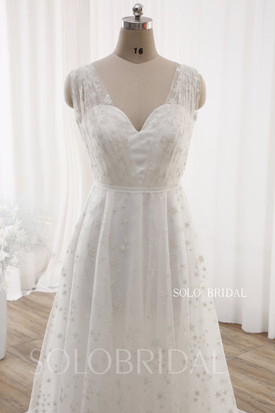 Ivory Start Sparkle A line Sweep train Wedding Gown DPP_0071