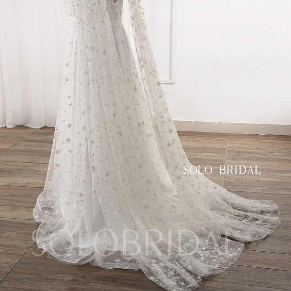 Ivory Start Sparkle A line Sweep train Wedding Gown DPP_0071