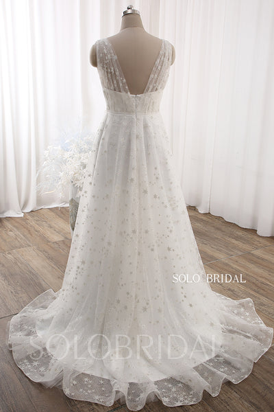 Ivory Start Sparkle A line Sweep train Wedding Gown DPP_0071