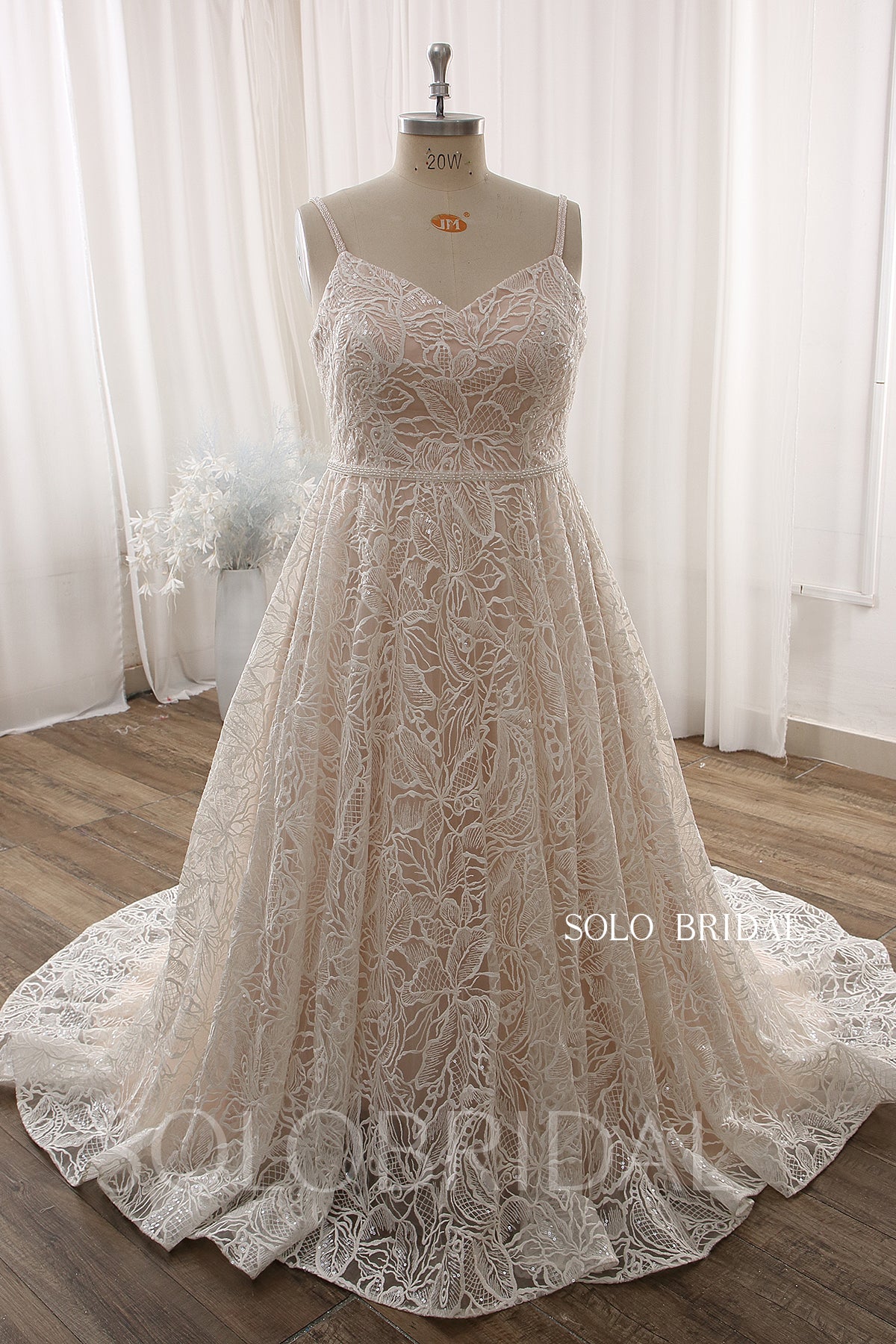Blush A line Lace Plus Size Court Train Wedding Dress DPP_0091 Custom Made UK Size 22 and above / White Blush A line Lace Plus Size Court Train Wedding Dress DPP_0091 Custom Made UK Size 22 and above / White
