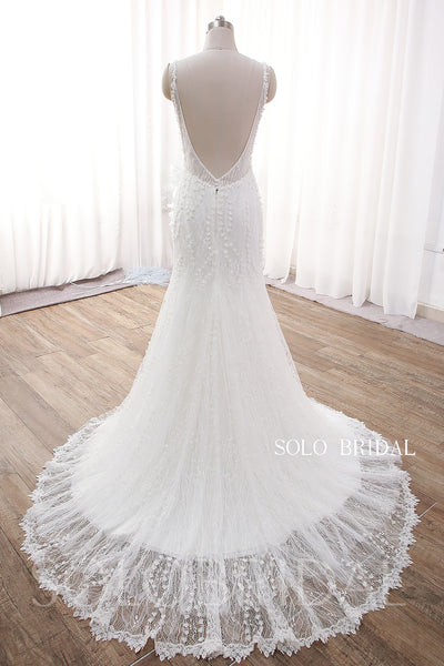 Ivory Mermaid Lace Backless Wedding Dress DPP_0079