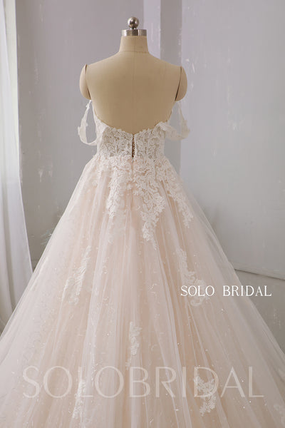 Blush Luxury Sparkly Lace Off Shoulder 2022 New Wedding Dress Royal Train DPP_0075