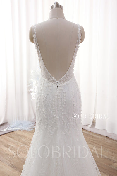 Ivory Mermaid Lace Backless Wedding Dress DPP_0079