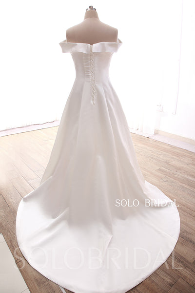 DPP_0087 Ivory Strapless Small A Line Strapless Wedding dress with Brush Train