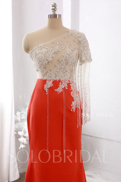 One Shoulder Heavy Crystal Beading Sheath Prom Dresses DPP_0101