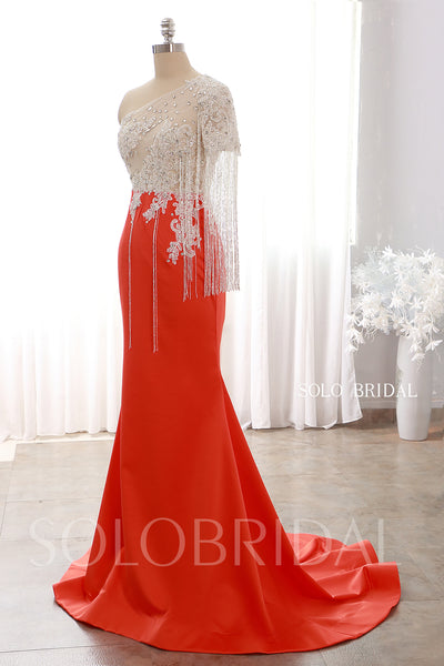 One Shoulder Heavy Crystal Beading Sheath Prom Dresses DPP_0101