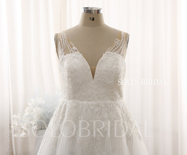 Ivory Beaded Lace Tulle A line Wedding Dress DPP_0109