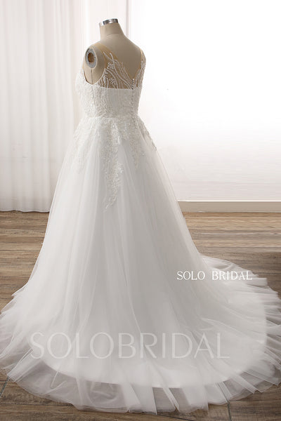 Ivory Beaded Lace Tulle A line Wedding Dress DPP_0109