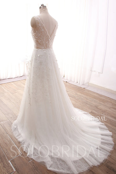 DPP_0105 Popular Ivory A line Flowy Summer Customized Shiny Sequined Wedding Gown
