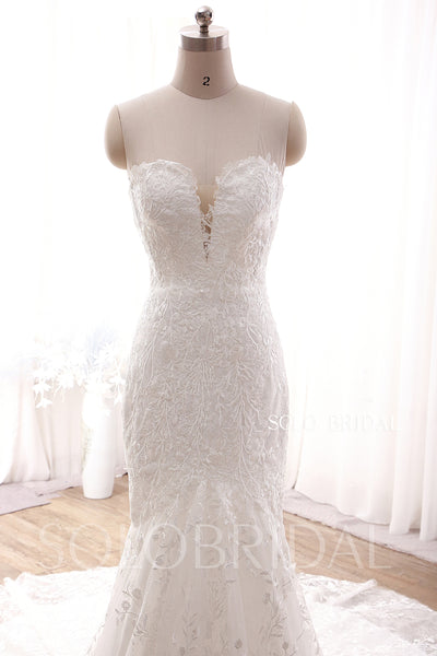 DPP_0135 Ivory Fashion Deep Bust Mermaid Long Train Mermaid Dress