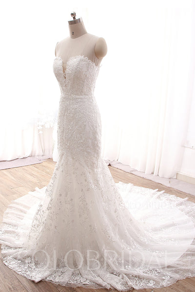 DPP_0135 Ivory Fashion Deep Bust Mermaid Long Train Mermaid Dress