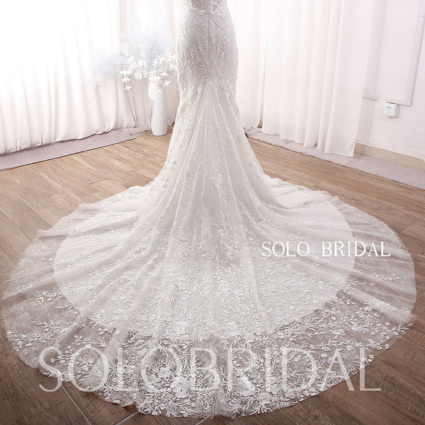 DPP_0135 Ivory Fashion Deep Bust Mermaid Long Train Mermaid Dress