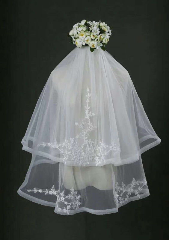 Finger Tip Length Veil Two Tiers Veils