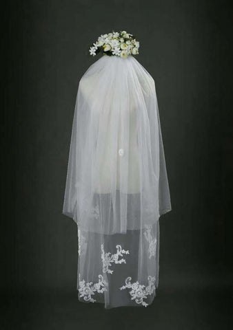 Finger Tip Length Veil Two Tiers Veils V-031