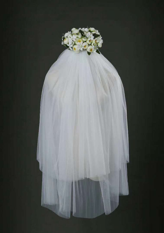 Finger Tip Length Veil Two Tiers Veils V-034