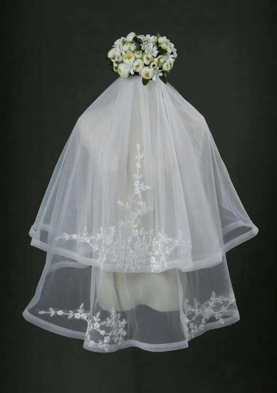 Finger Tip Length Veil Two Tiers Veils V-035