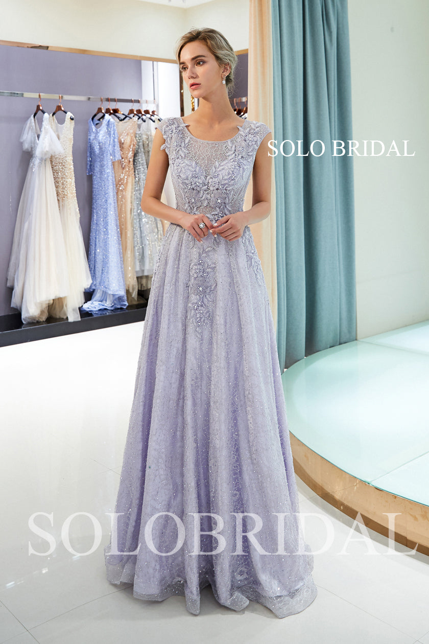 Lavender Shiny Prom Dress with Diamonds