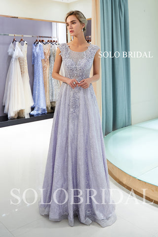 Lavender Shiny Prom Dress with Diamonds