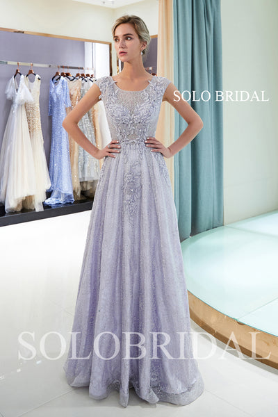 Lavender Shiny Prom Dress with Diamonds