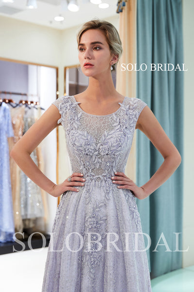 Lavender Shiny Prom Dress with Diamonds