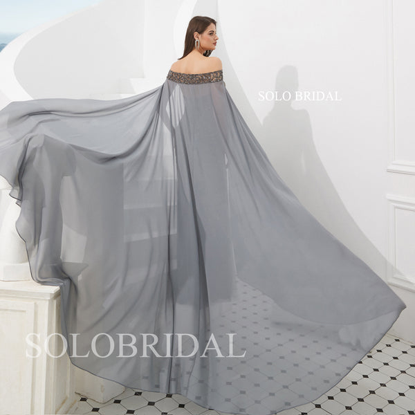Strapless Dark Grey Beading Prom Dress