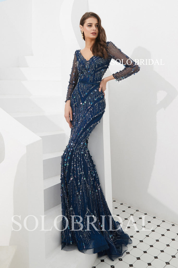 Long sleeve shop diamond prom dress