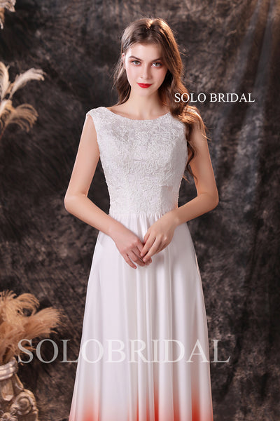 Ivory gradient red satin sweep train bridesmaid dresses S244511