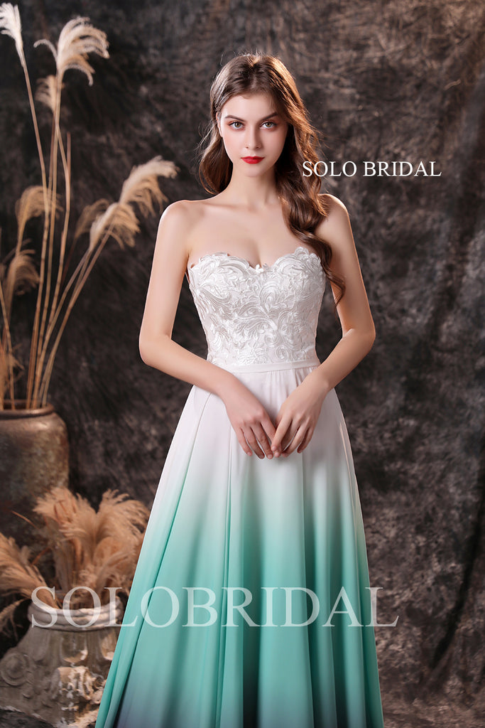 Ivory sweetheart lace gradient green purple bridesmaid dresses S264591 SoloBridal Ivory sweetheart lace gradient green purple bridesmaid dresses S264591 SoloBridal